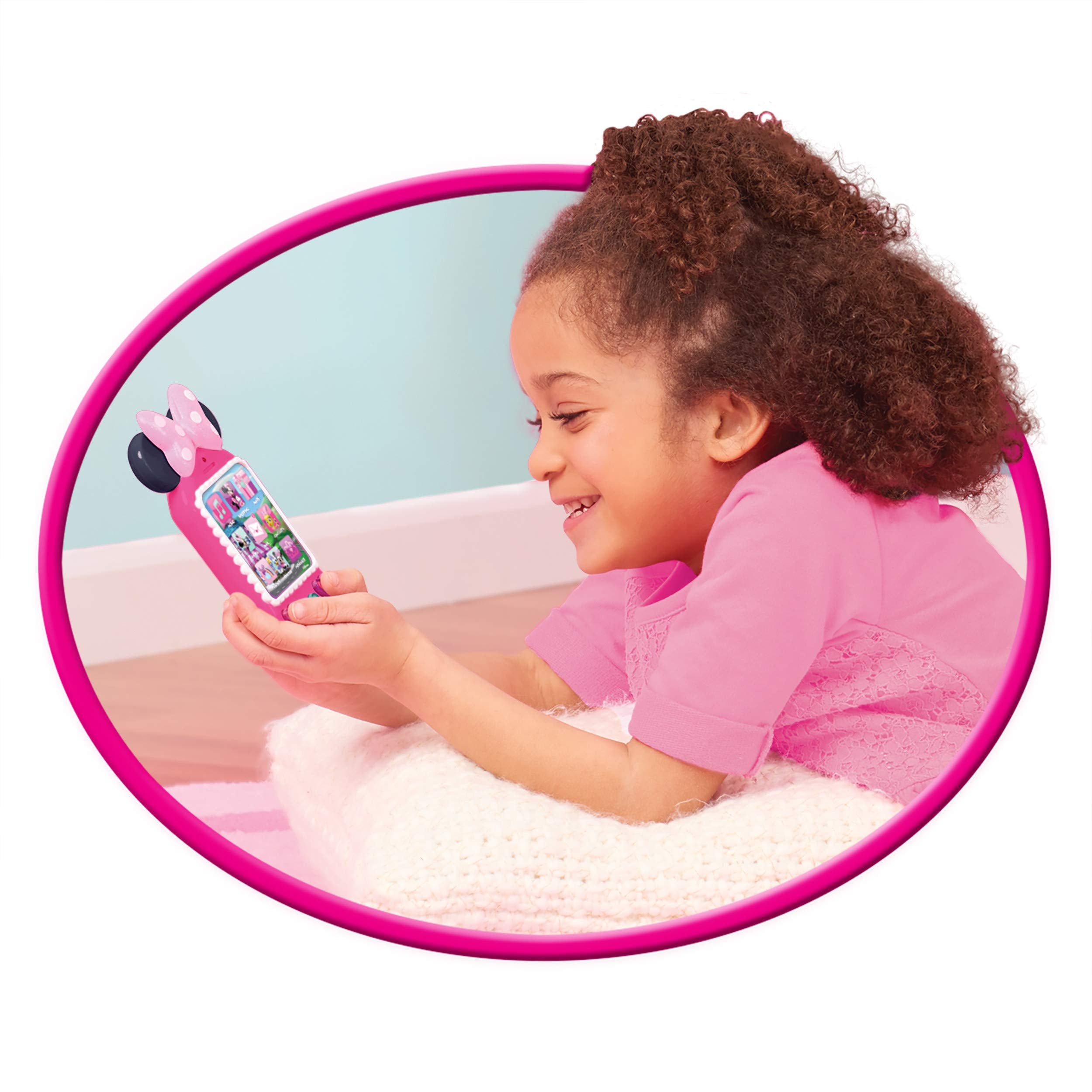 Just Play Minnie Bow-Tique pretend phone held in hand for easy storytelling