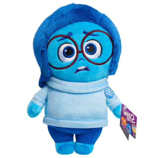 Just Play Sadness plush chest press activates familiar phrases for storytelling