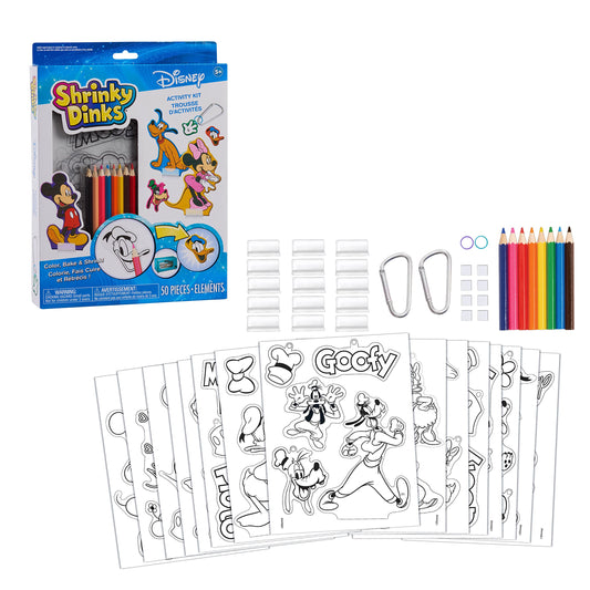 Just Play Shrinky Dinks Disney sheets ready for coloring and shrinking.
