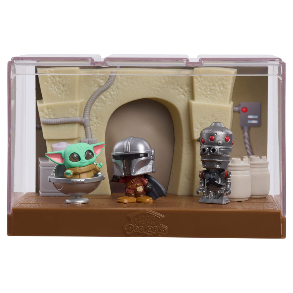 Just Play Star Wars Doorables glittery eyes detail on mini figures for display.