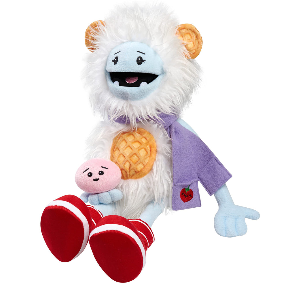 Just Play Waffles Mochi plush waffle belly adds playful design detail.