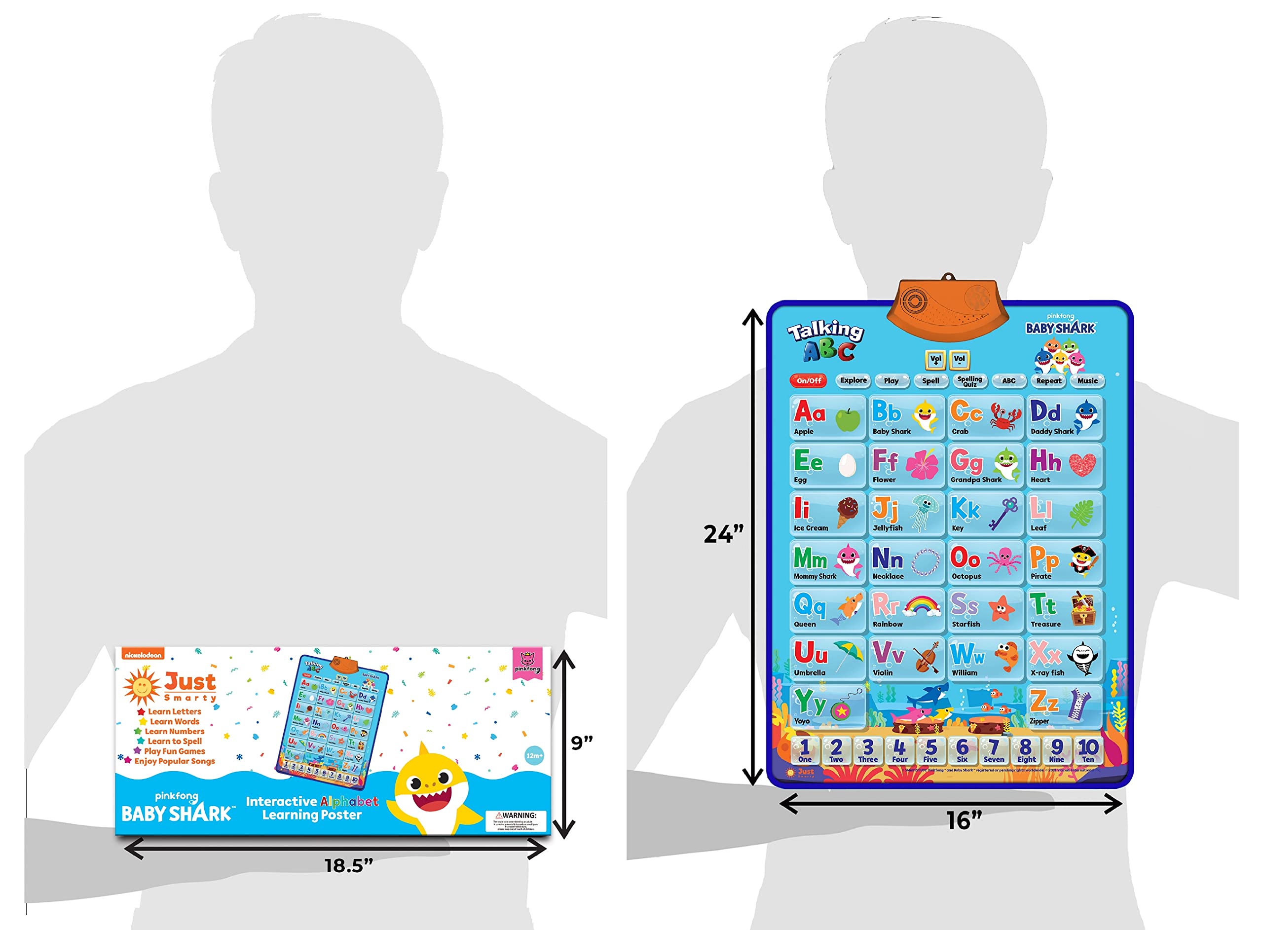 Just Smarty Baby Shark poster makes a thoughtful gift for toddlers and preschoolers.