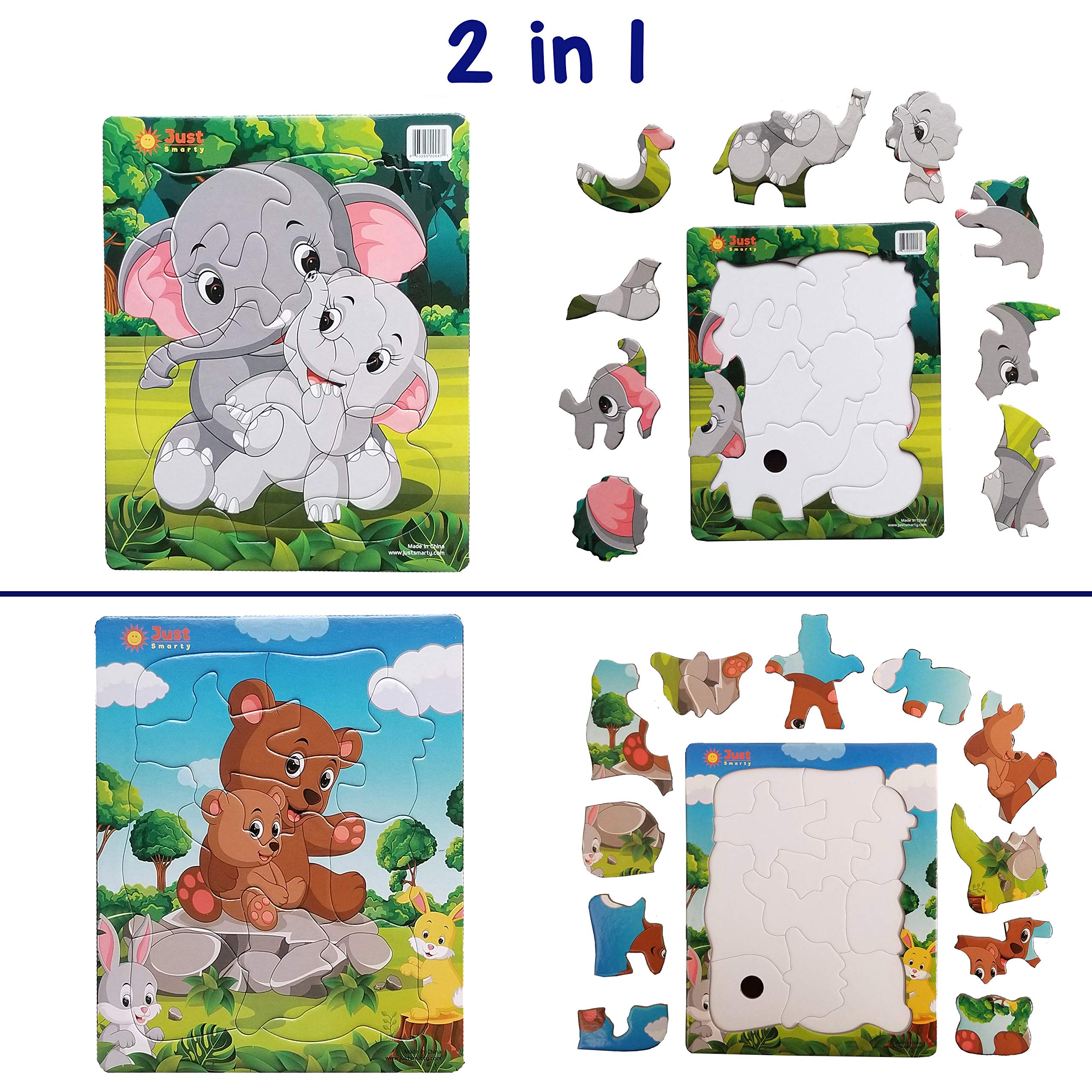 Just Smarty bear 11-piece puzzle tray enhances concentration during quiet play.