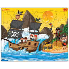 Just Smarty Toddler Pirates Puzzle front view with vibrant box and 56-piece set