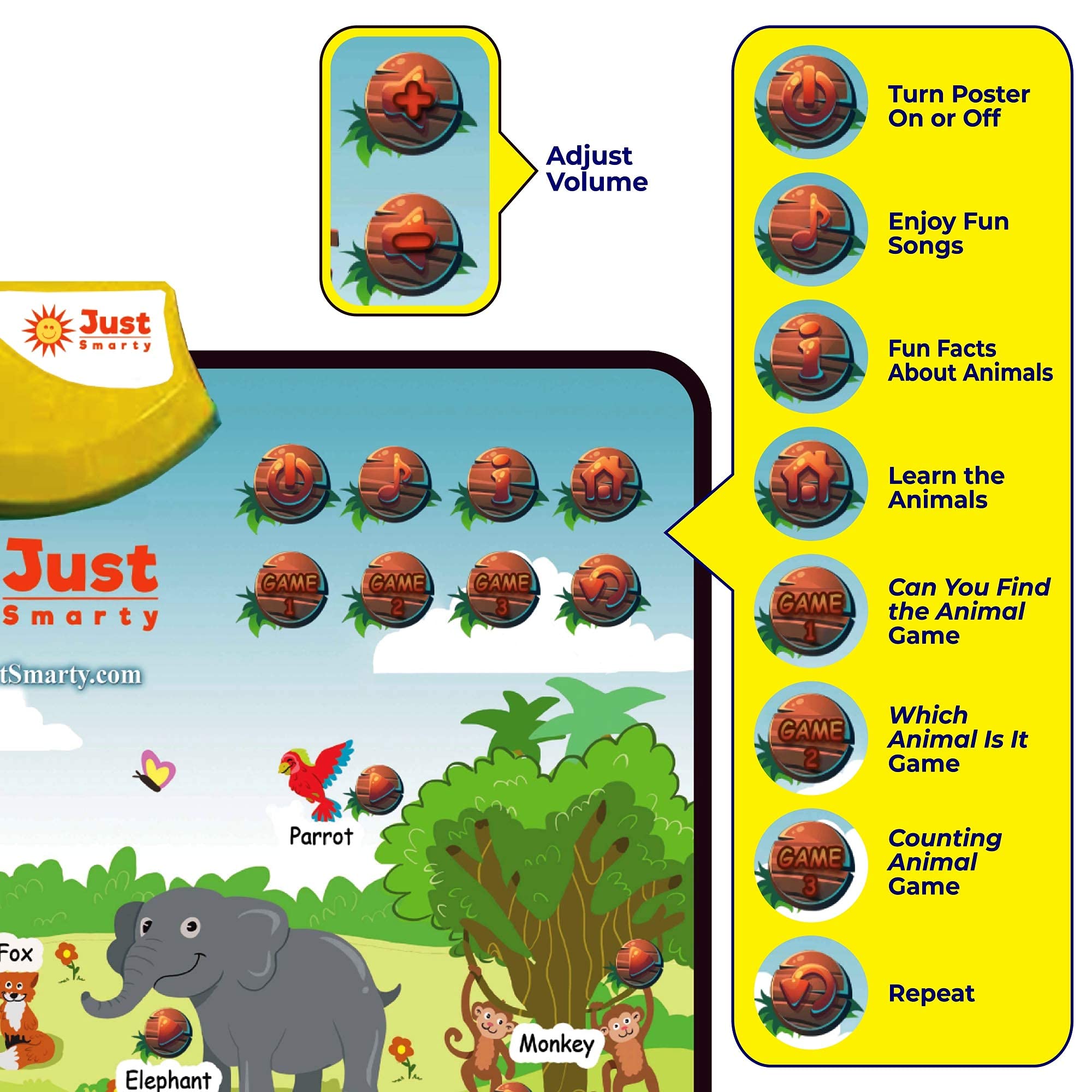 Just Smarty Zoo Animals counting game supports early numeracy.