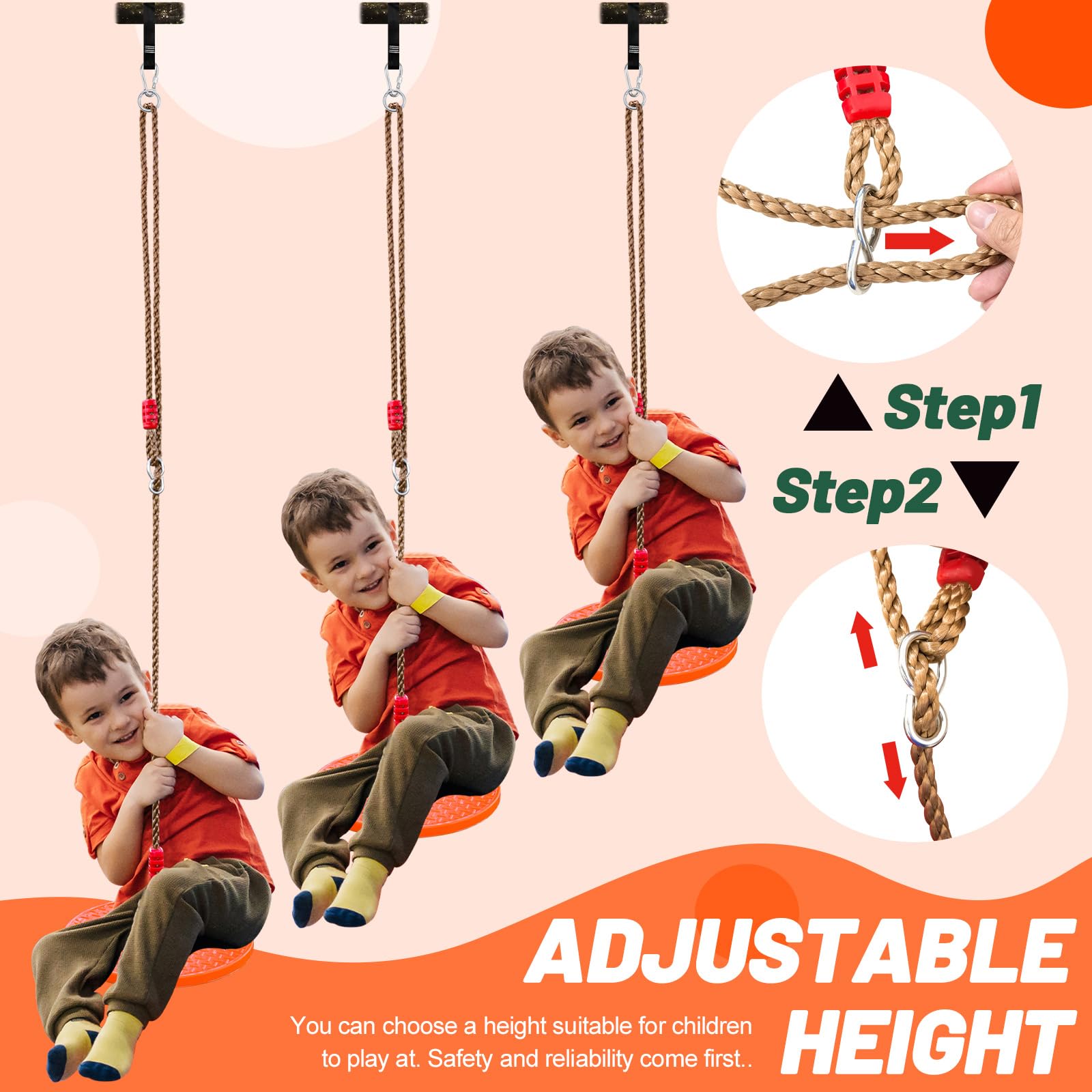 Just.smile durable swing supports up to 330 lbs with smooth edges.