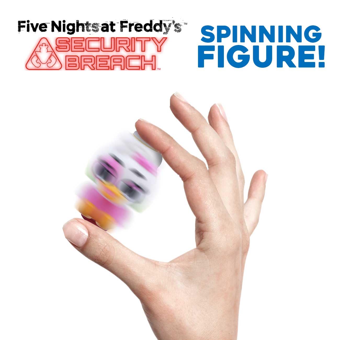 Just Toys LLC Five Nights at Freddy’s Chica spinner close-up logo boosts licensed appeal