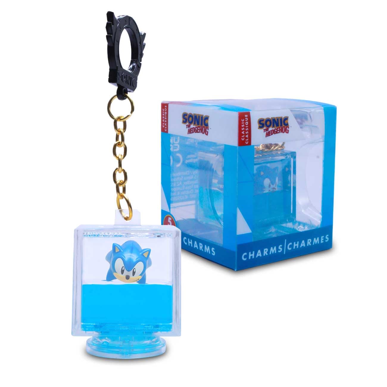 Just Toys LLC Sonic backpack hanger featuring Sonic; ideal for personalizing backpacks.