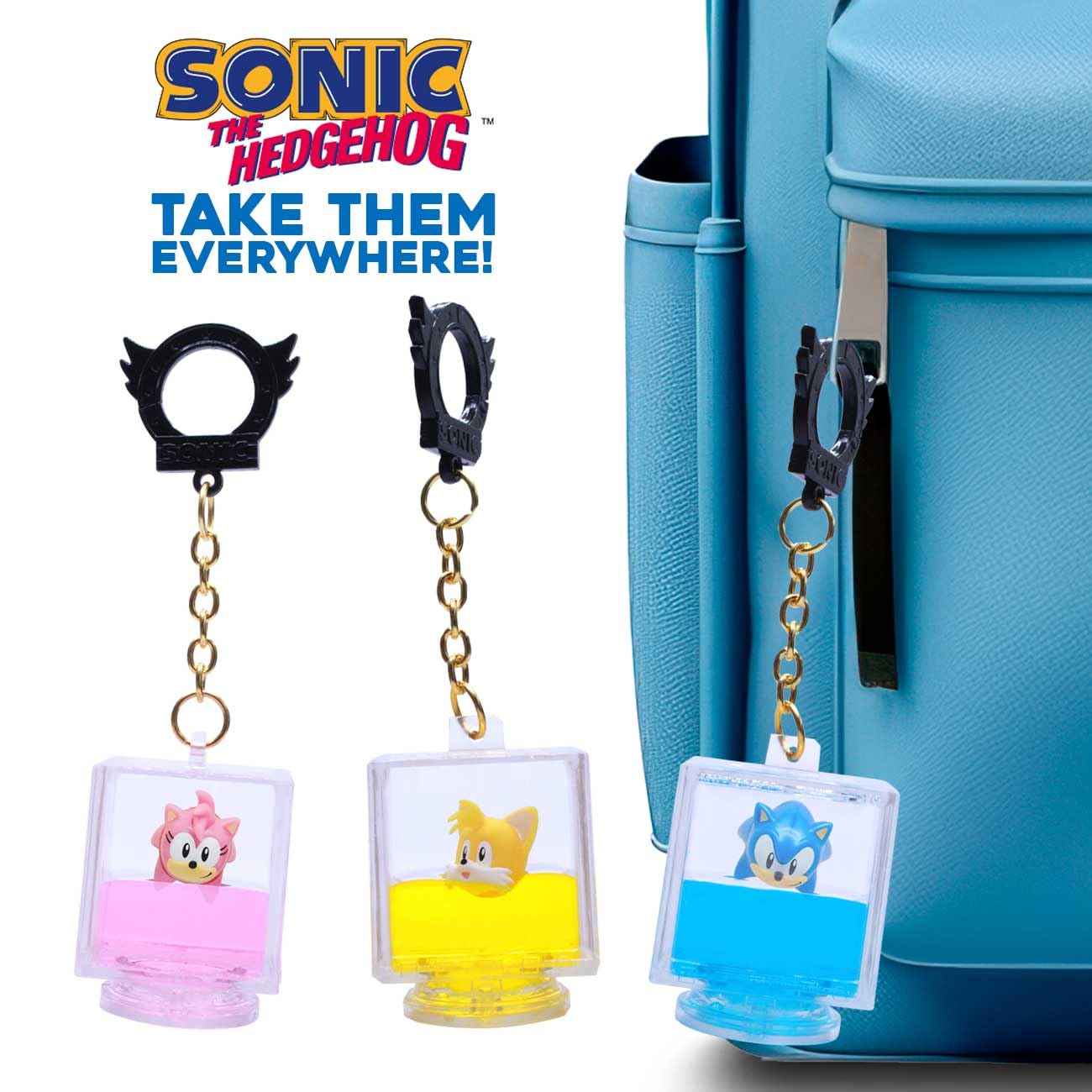Just Toys LLC Tails backpack hanger with Tails figure for kids' bags.