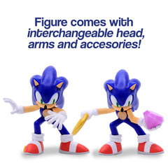 Just Toys LLC Sonic Series 3 figure articulation highlights posable joints for dynamic posing.