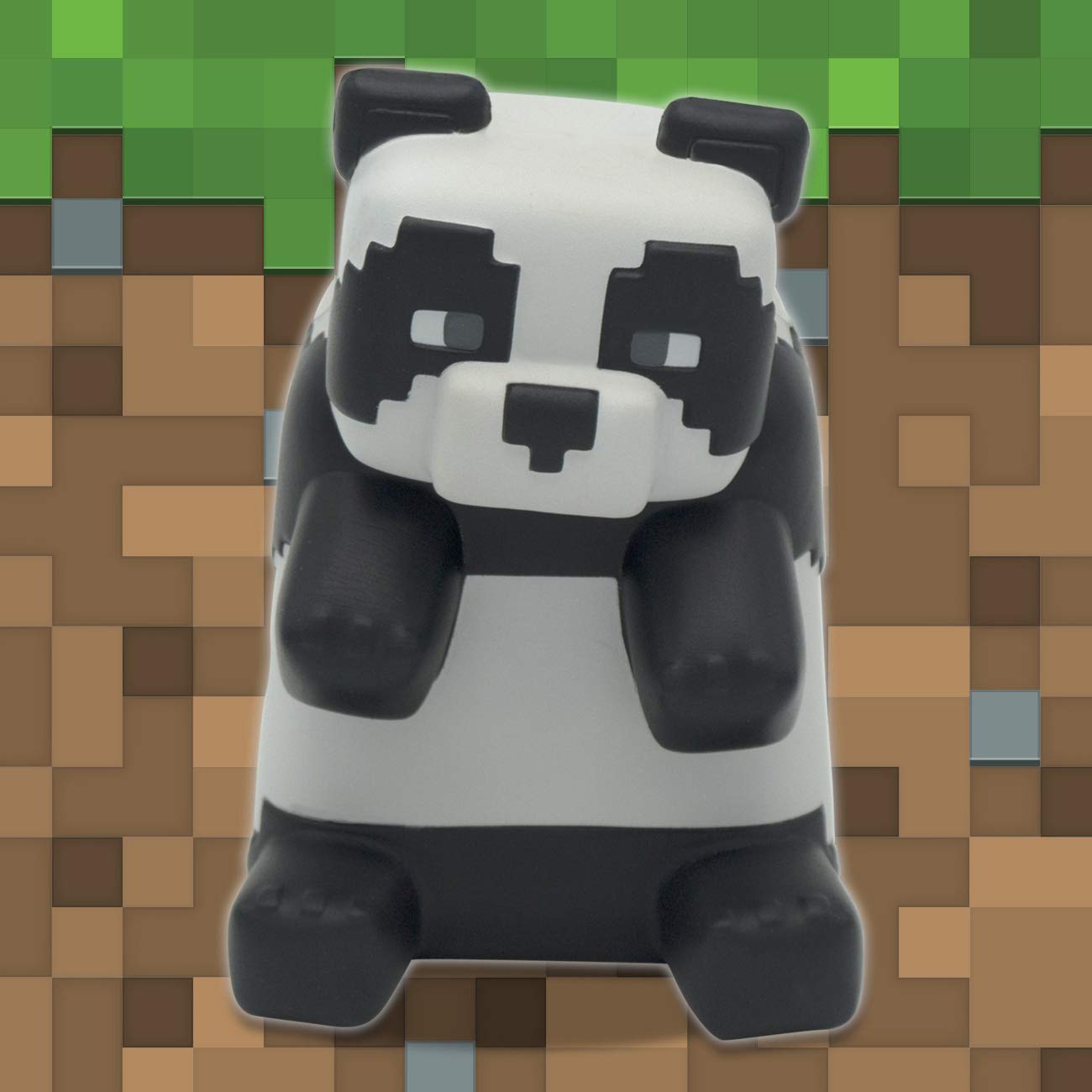 Just Toys Minecraft Panda Mega SquishMe texture closeup highlights ultra-soft foam and slow-rise feel.
