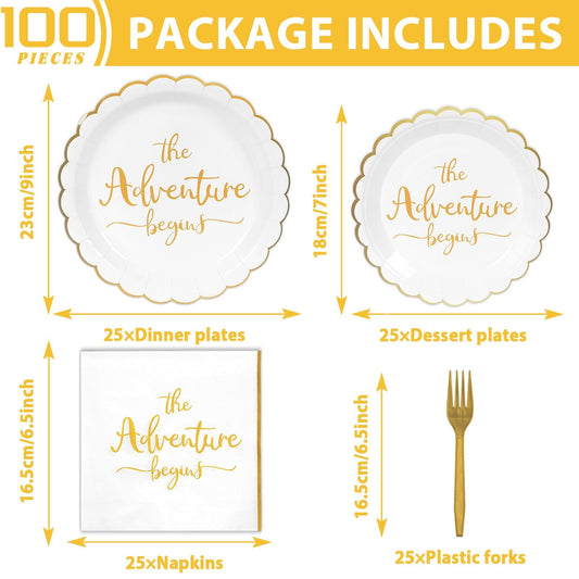 Justforjoyful adventure begins dessert plates for an elegant engagement party service.