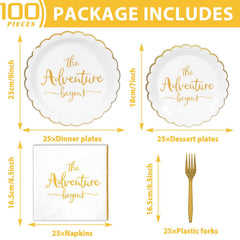 Justforjoyful adventure begins dessert plates for an elegant engagement party service.