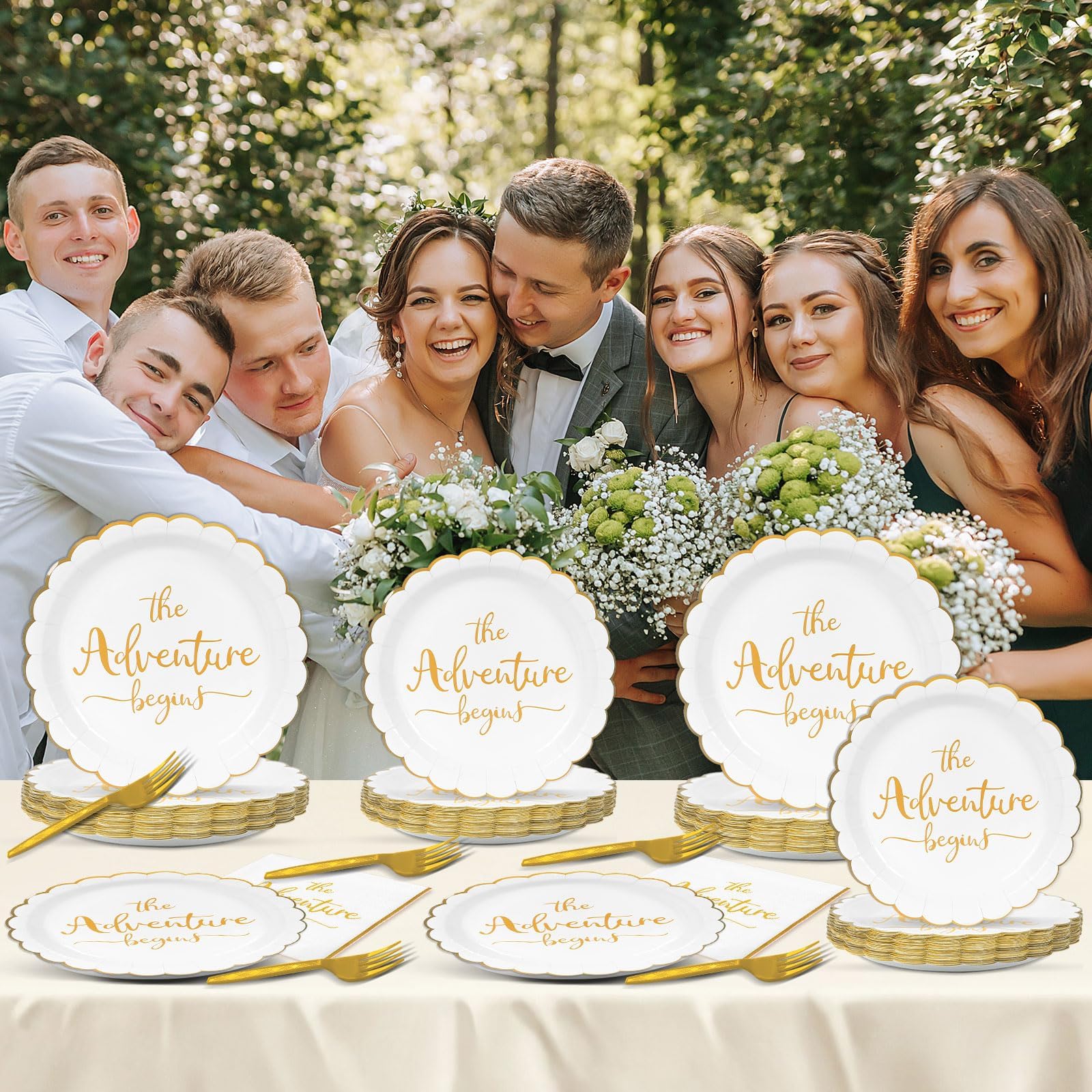 Justforjoyful gold foil detail adds a premium vibe to the party setting.