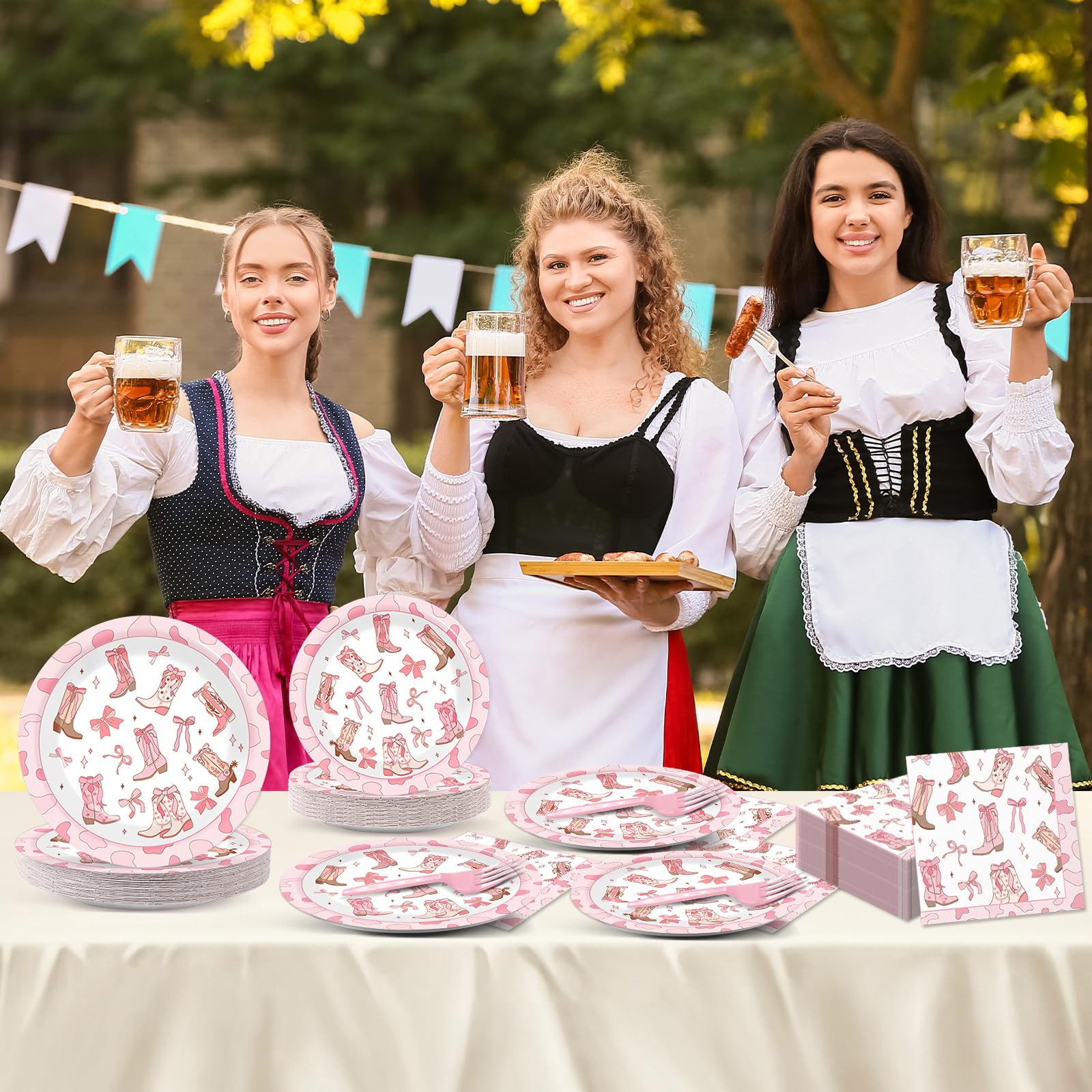 Justforjoyful bowknot table decor and banner to complete the party look