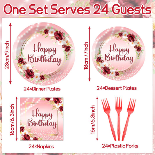 Justforjoyful burgundy floral dessert plates seven-inch highlight color and festive serving.