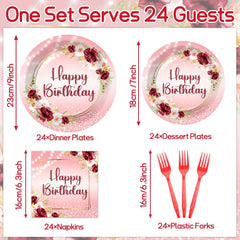 Justforjoyful burgundy floral dessert plates seven-inch highlight color and festive serving.