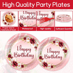 Justforjoyful burgundy floral napkins add chic coordination and spill protection.