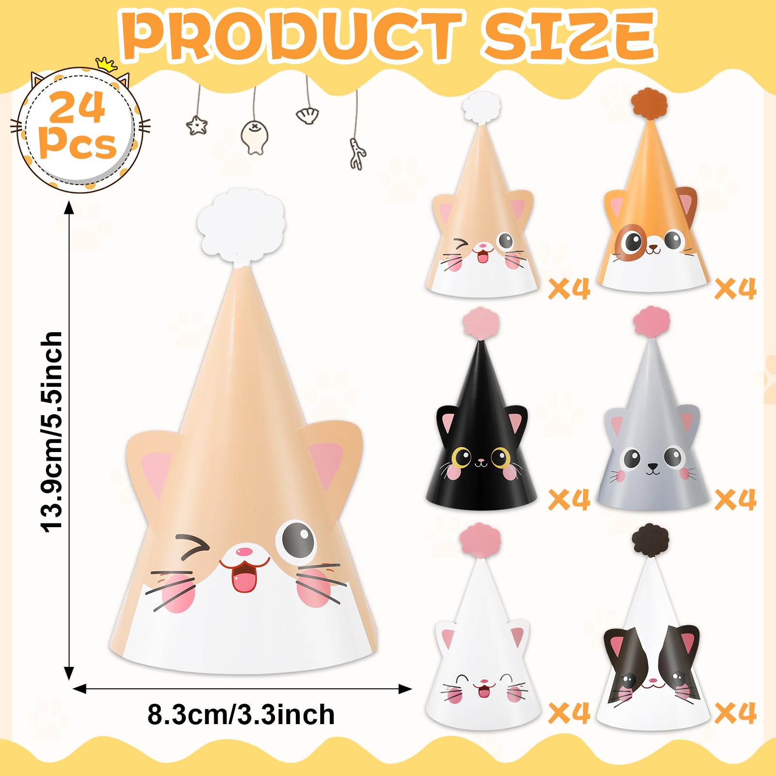 Justforjoyful cat hat design 2 features cute cat face, great for kids’ party décor and photos.