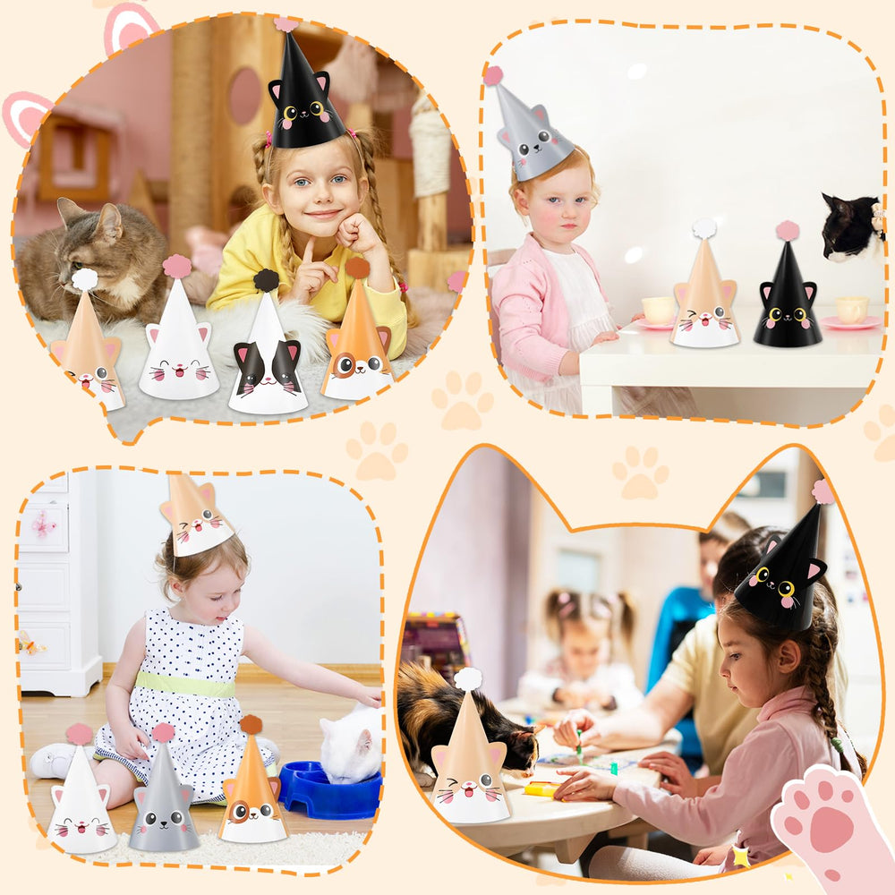 Justforjoyful cat hat design 6, sturdy paper and secure strings for kids' wear.