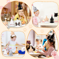 Justforjoyful cat hat design 6, sturdy paper and secure strings for kids' wear.