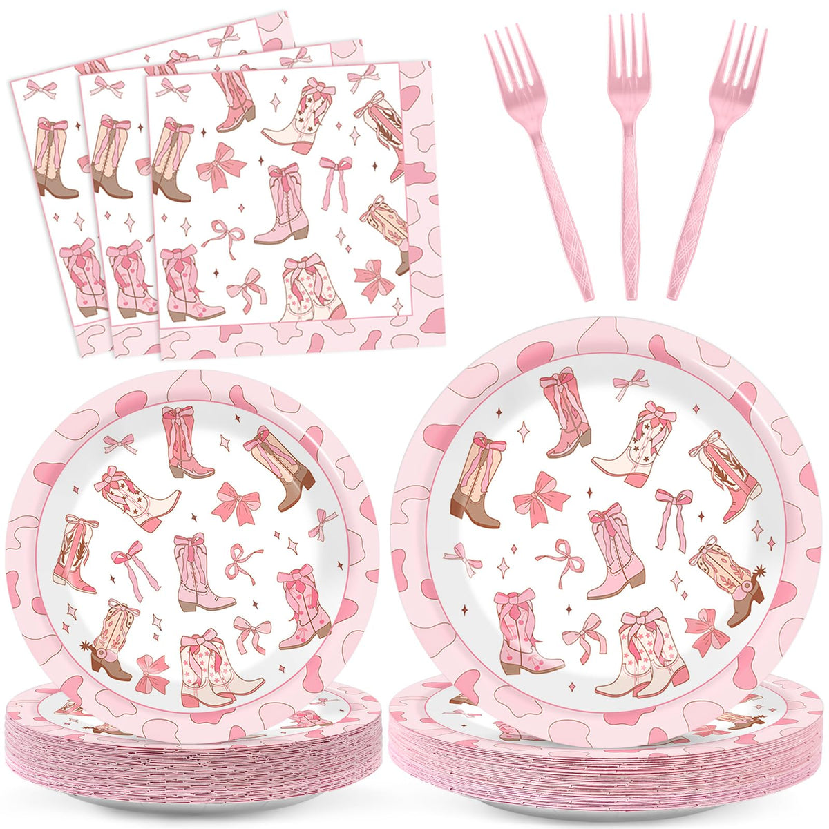Justforjoyful coquette bow cowgirl plates 9 inch for sturdy serving at birthdays