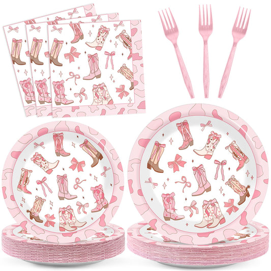 Justforjoyful coquette bow cowgirl plates 9 inch for sturdy serving at birthdays