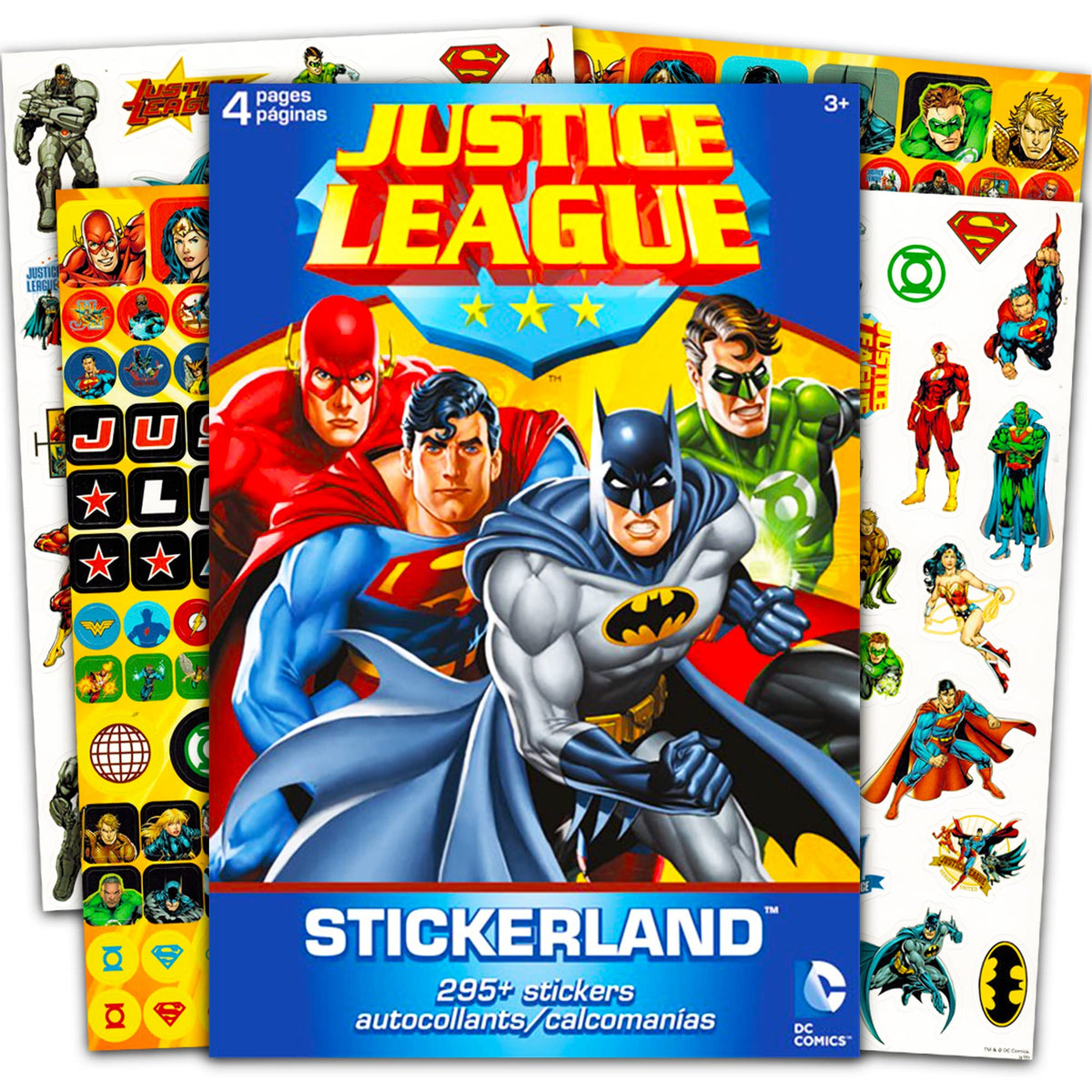 Justice League stickers pad with over 295 colorful designs across four pages for rewards