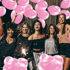 JUSTOTRY 100pcs of 6-inch pink link balloons ready for quick party setup.