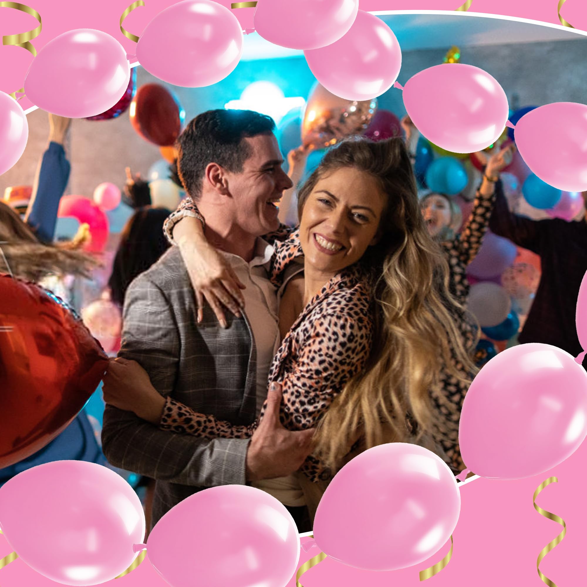 JUSTOTRY Link Balloons create a wedding decor glow with baby pink hue.