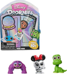 Just Play Disney Doorables Mini Peek Series 10 figures inside highlight collectible designs for display.
