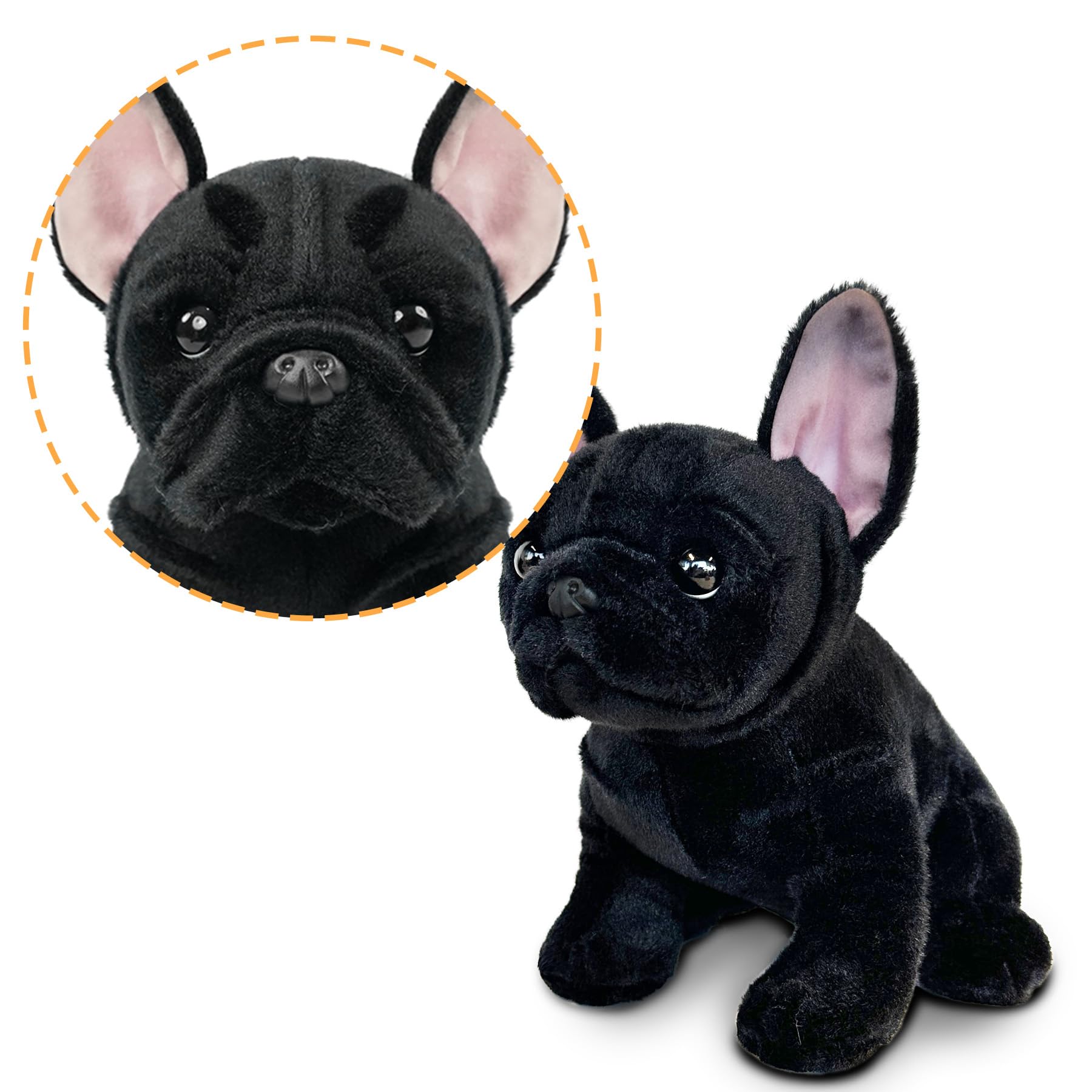 JUSTQUNSEEN Bulldog stuffed animal side view plush, low-shedding, mess-free buddy.