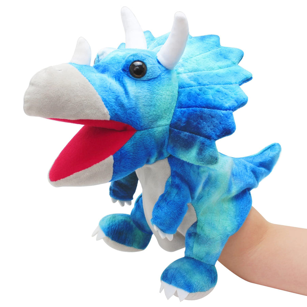 JUSTQUNSEEN dinosaur hand puppet in colorful detail for vivid storytelling.