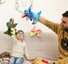 JUSTQUNSEEN dinosaur hand puppet gift-pack ready for celebrations