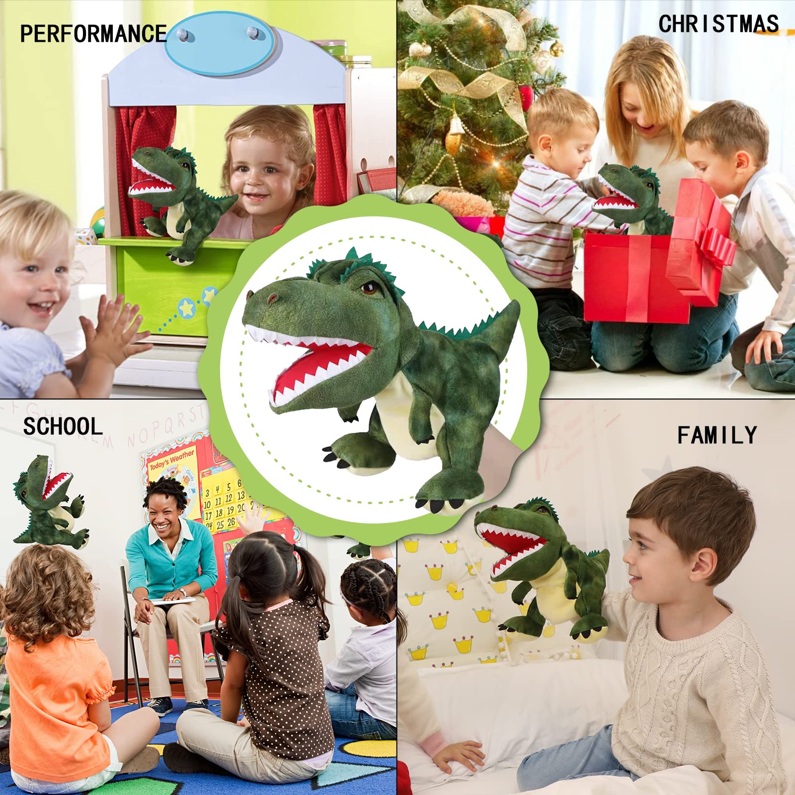 JUSTQUNSEEN dinosaur hand puppet washable for easy cleanup