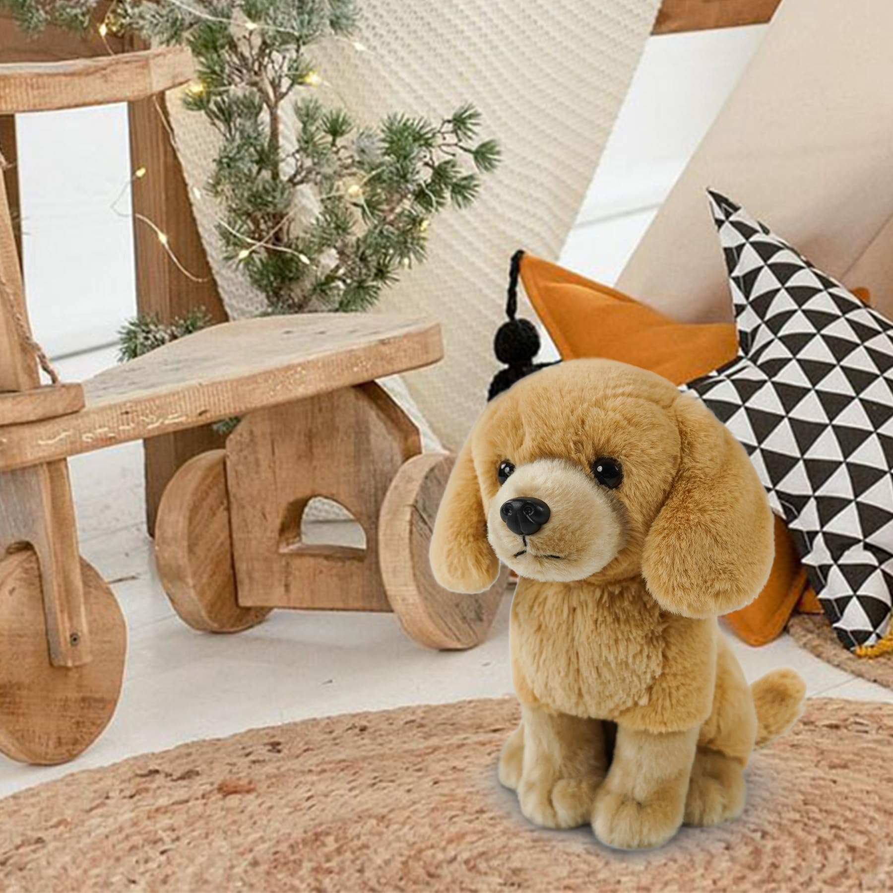 JUSTQUNSEEN Golden Retriever plush showing PP cotton filling for gentle hugs