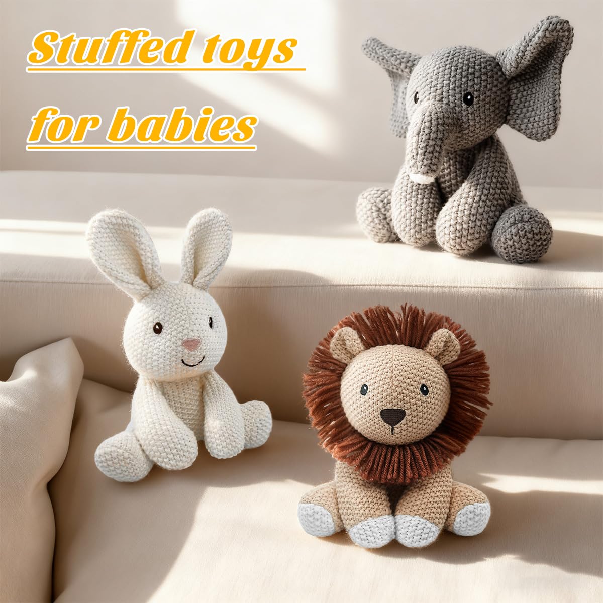 JUSTQUNSEEN Lion stuffed animal held by child promotes imaginative play