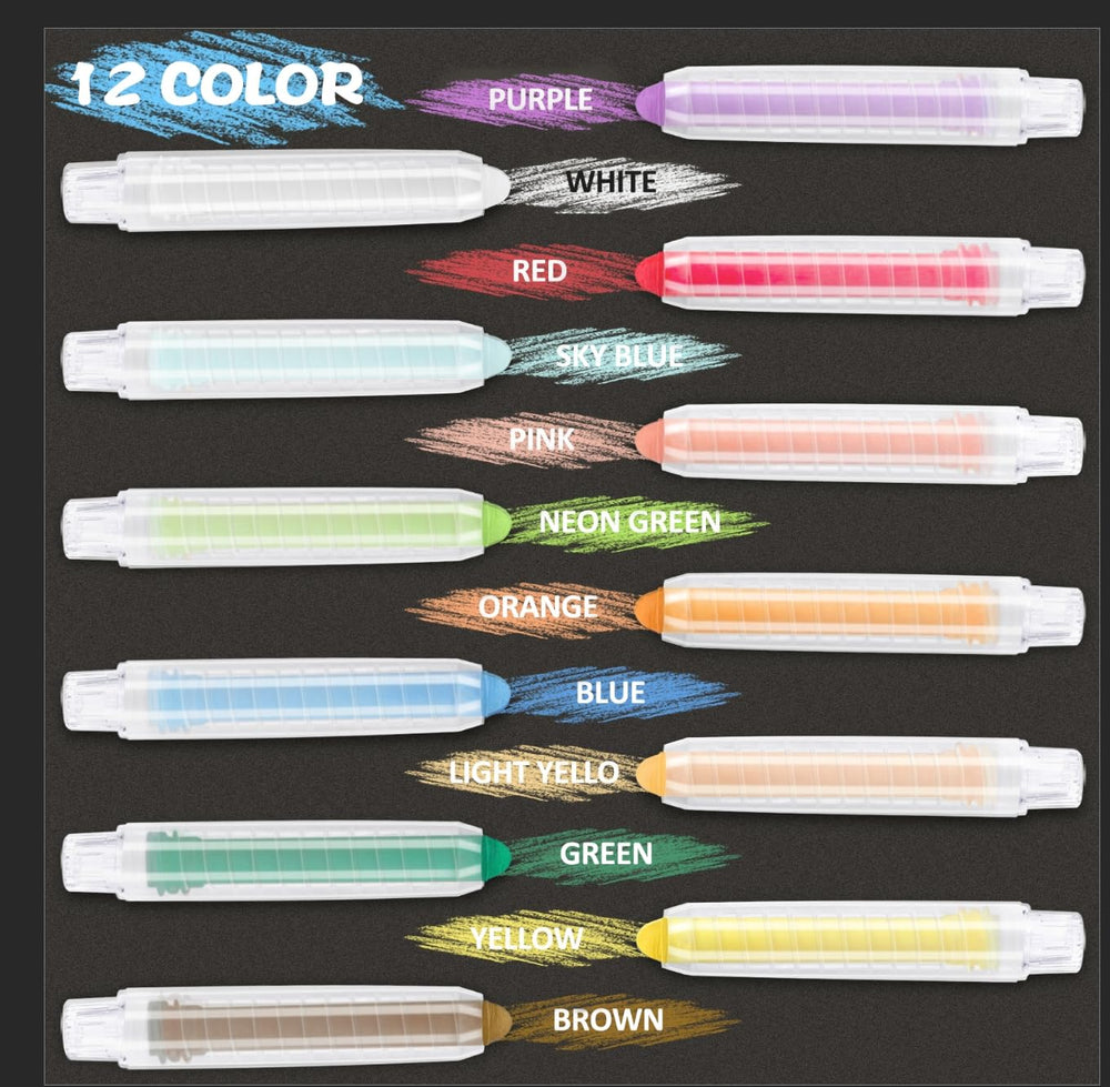 JustRed clear storage box organizes 12 colors, ideal for travel and classroom mess-management.