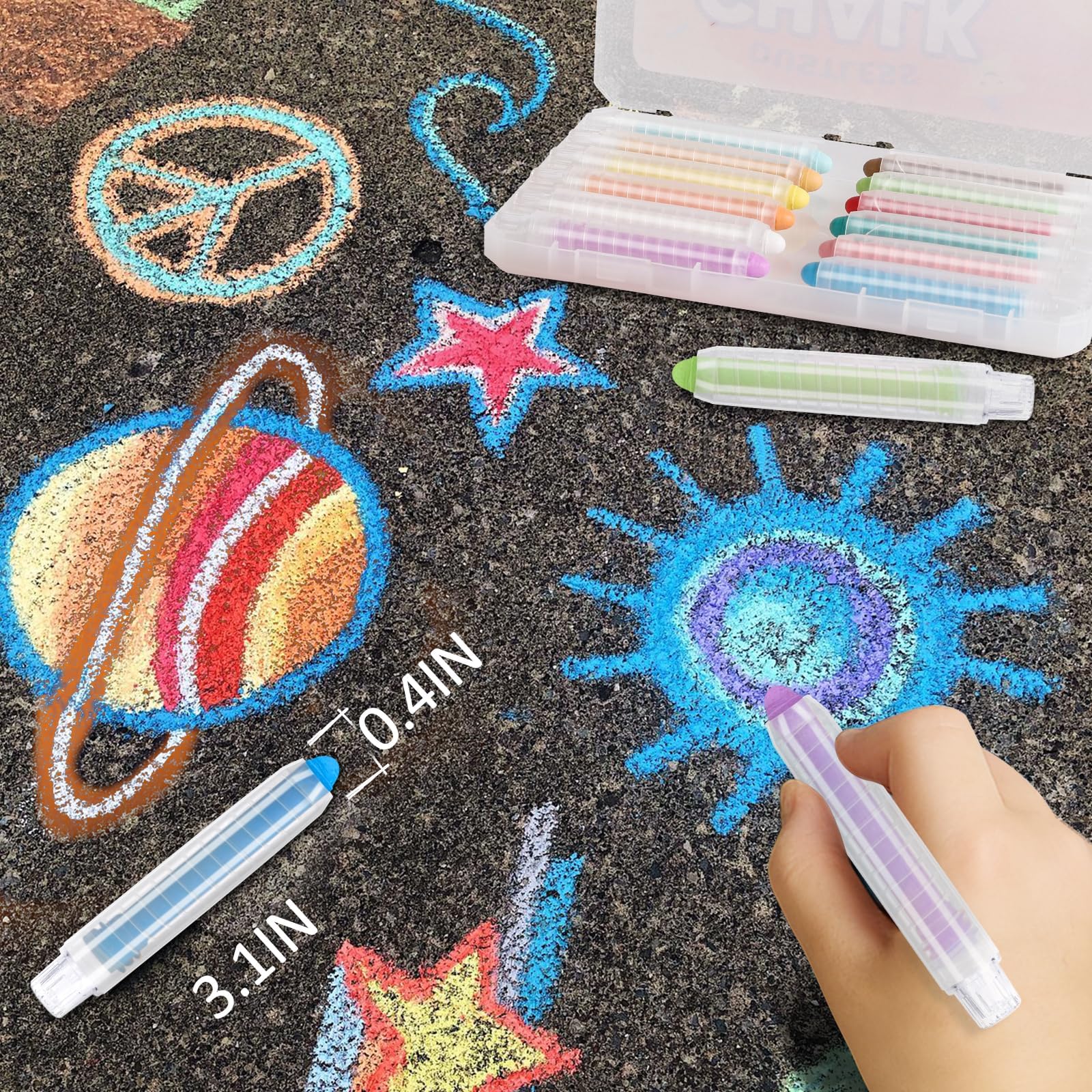 JustRed chalk for driveways and patios adds lively color to outdoor play.