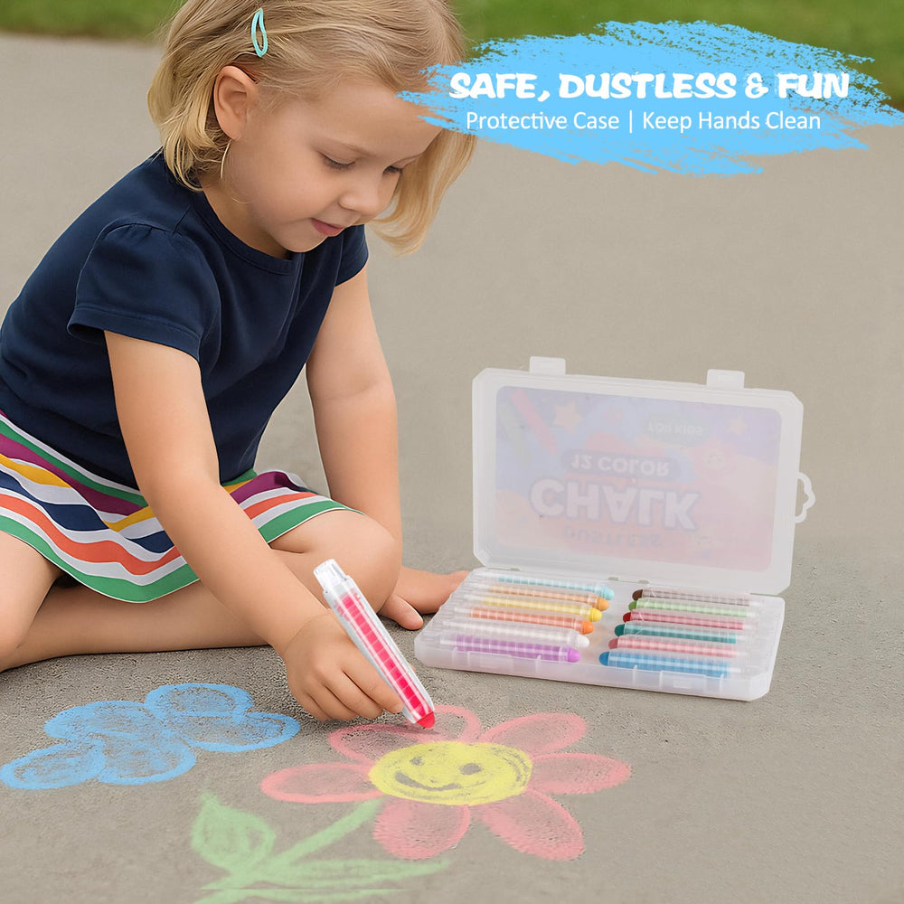JustRed twistable chalk case keeps sticks secure for easy grip and portable drawing.