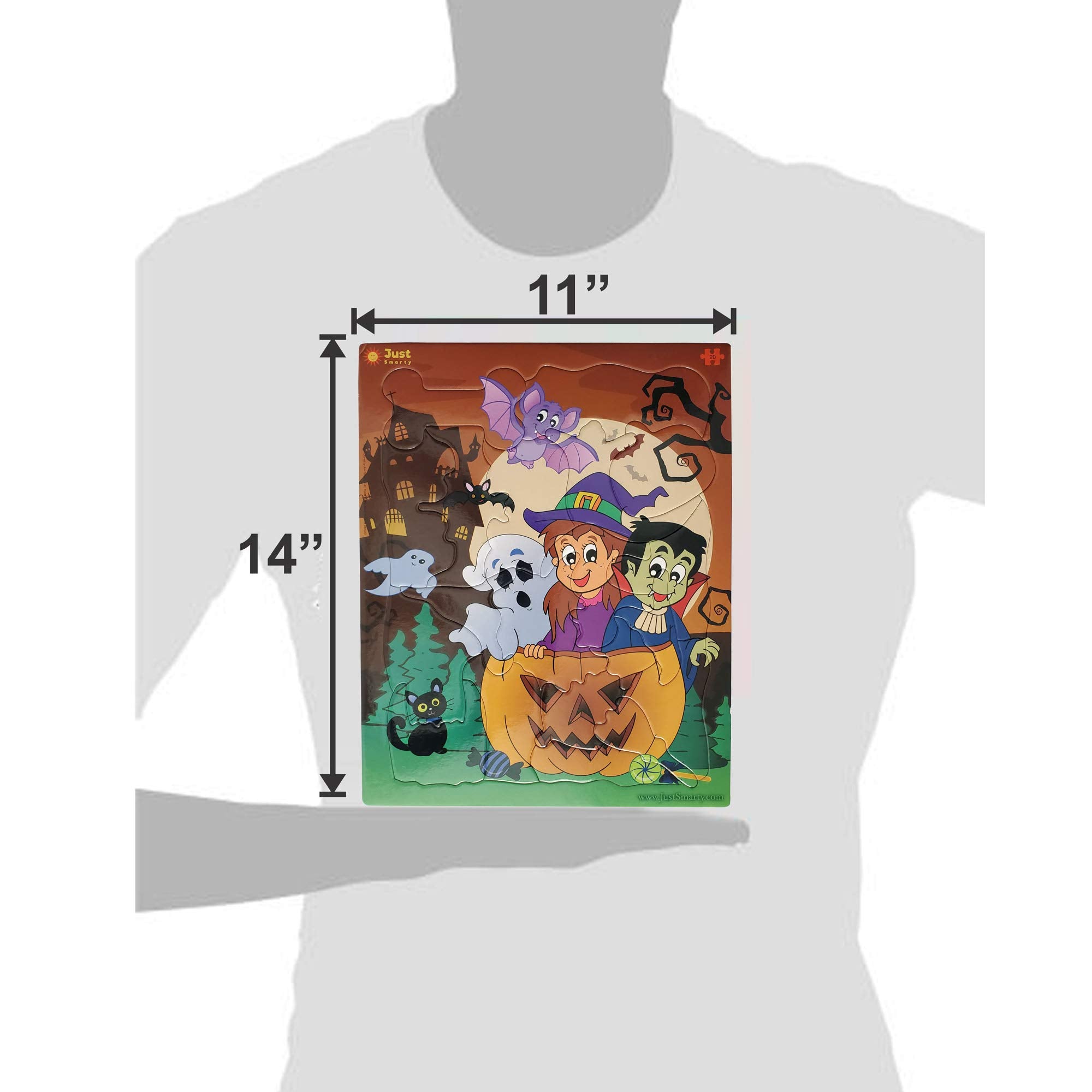 Just Smarty Halloween puzzles backtray-outline helps kids see the whole picture as they fit pieces.