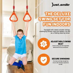 Just.smile doorway swing rotating disc adds dynamic twisting movements for activity.