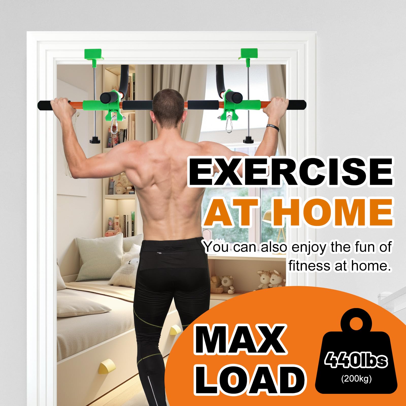 Just.smile doorway swing installation in frame allows quick drill-free setup.