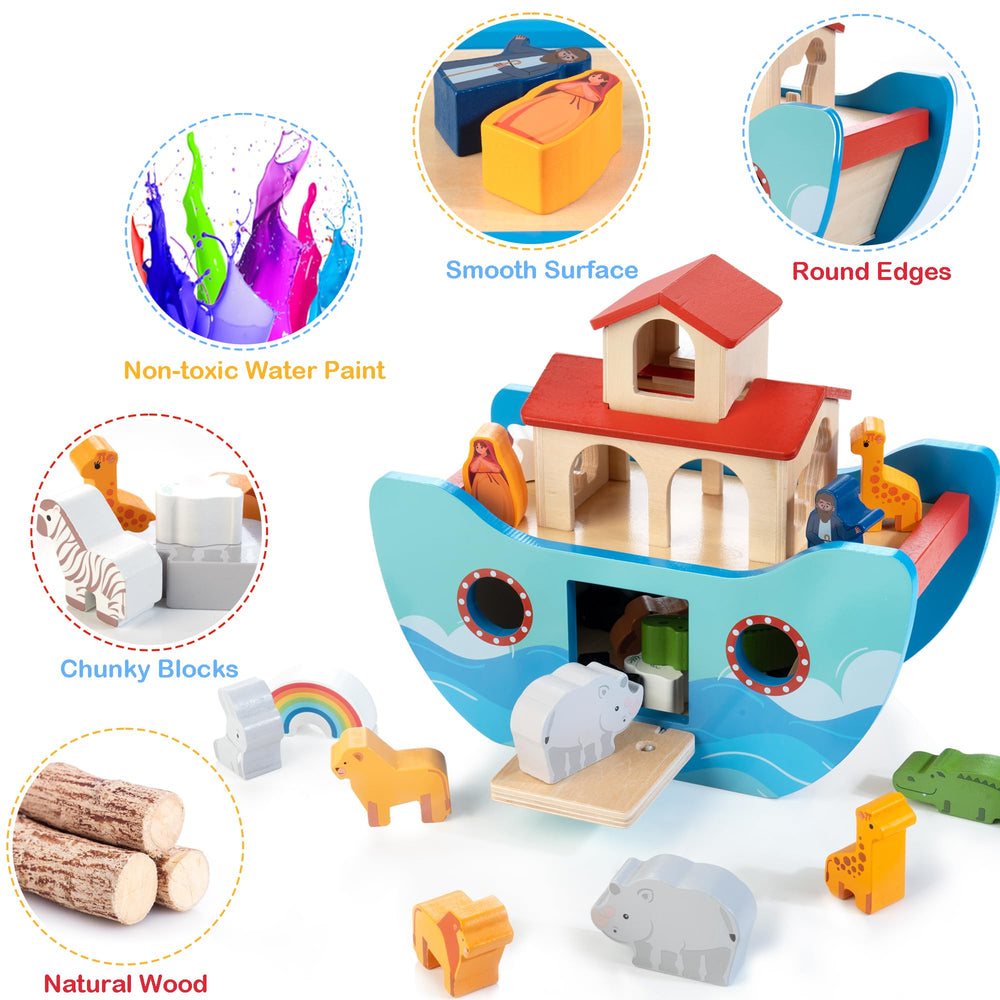 JUSTWOOD Noahs Ark zebras and lions aids creative sorting and role-play.