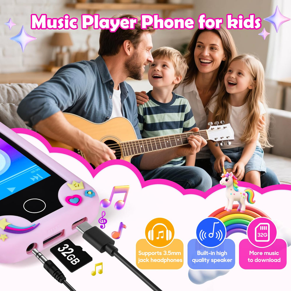 Jusvenmt Kids Phone 32GB card included to store games and stories.