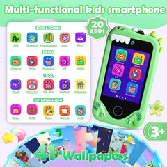 Jusvenmt Kids Smart Phone dinosaur case detail highlights kid-safe silicone protection