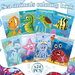 Jutom compact coloring books sized 14x9.5 cm, ideal for travel and bags
