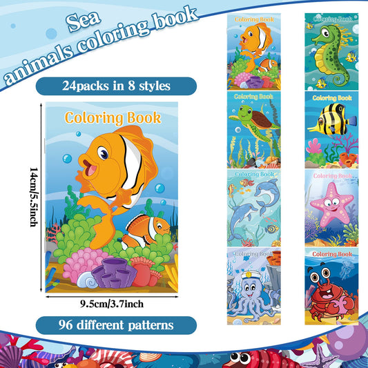 Jutom sea creatures coloring pages: six pages per book, compact and portable