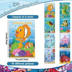Jutom sea creatures coloring pages: six pages per book, compact and portable