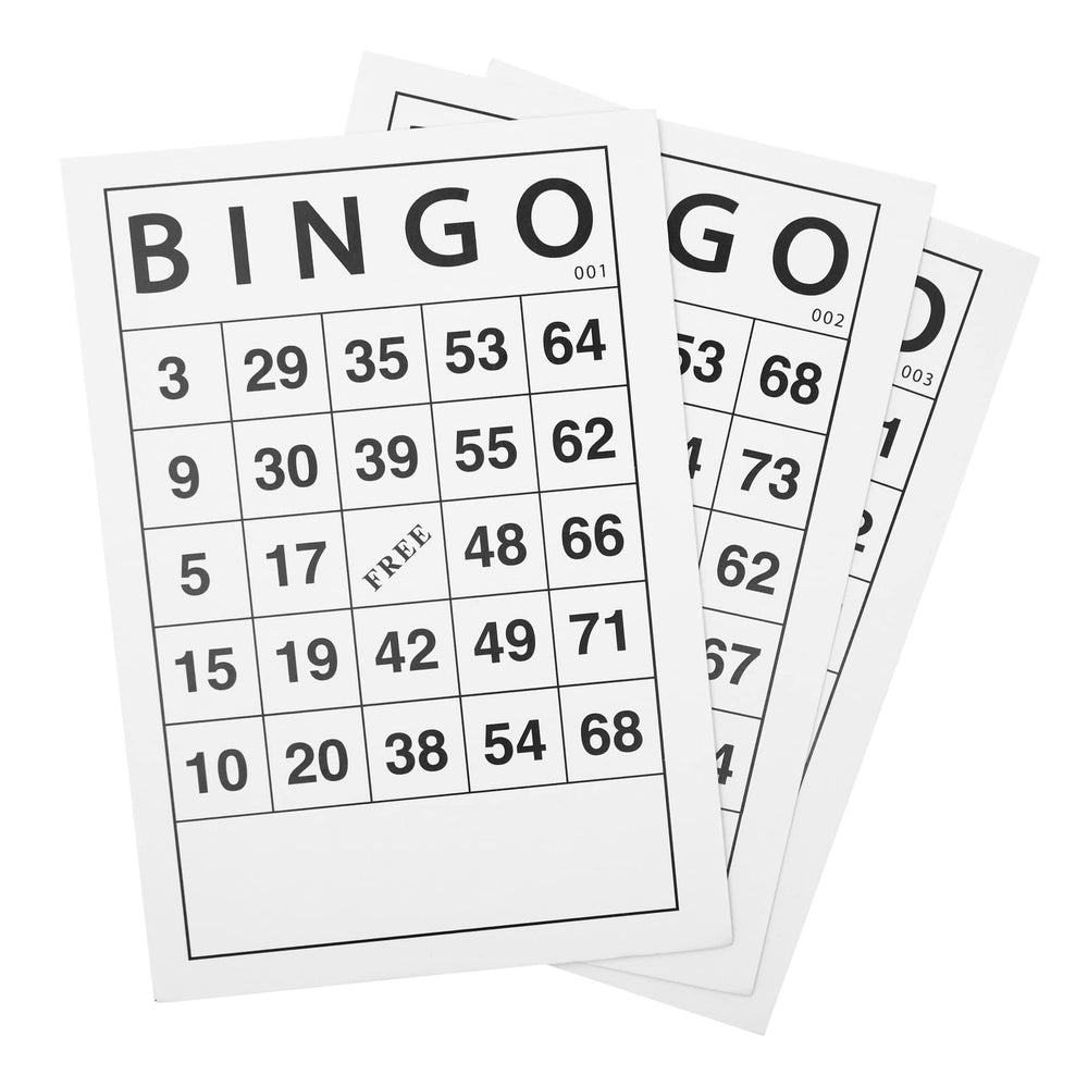 Juvale Bingo Paper Game Sheets: bulk set supports inclusive social activity.